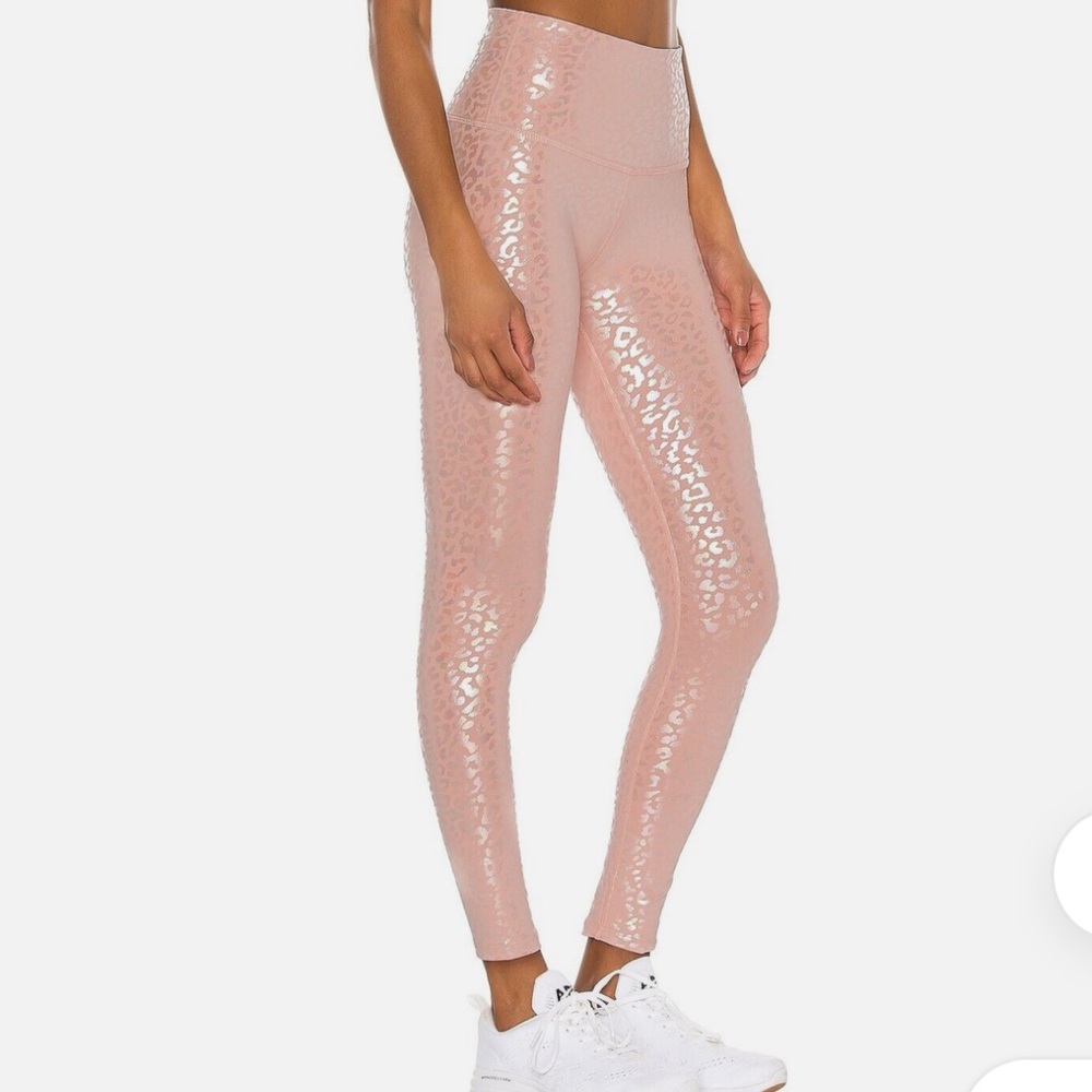 Beyond Yoga Shiny Leopard High Waisted Midi Legging Tinted Rose